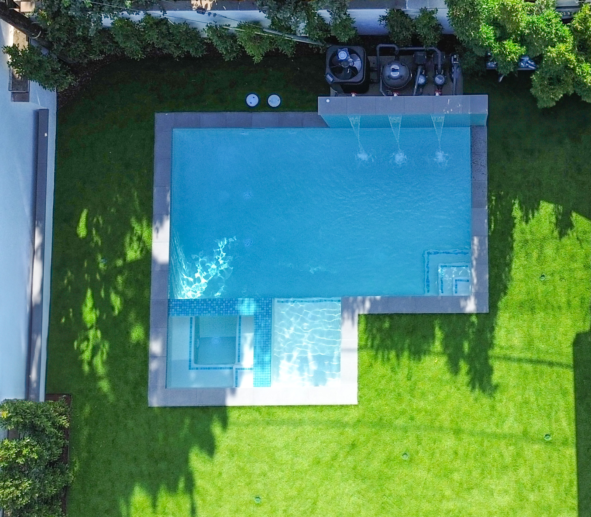 Modern pool with palm trees